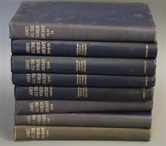 Janes - Janes All the Worlds Aircraft, 8 vols, qto, cloth, London 1940 - 1950